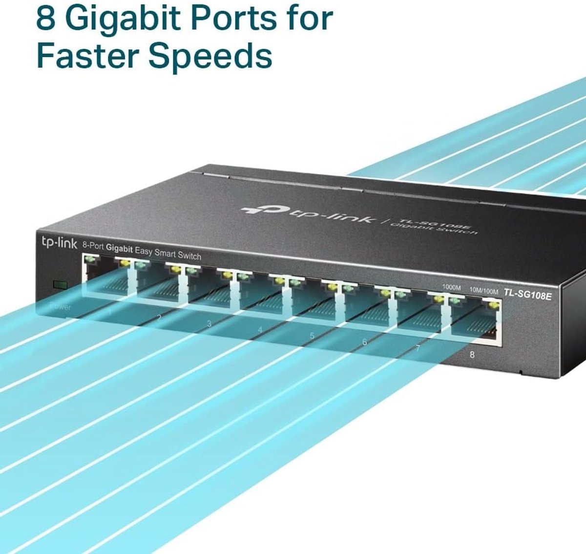 Netwerk Switch - Gigabit Switch - Netwerk Uitbreiding - Energiezuinig Ontwerp - 8 Poorten - Metaal Zwart