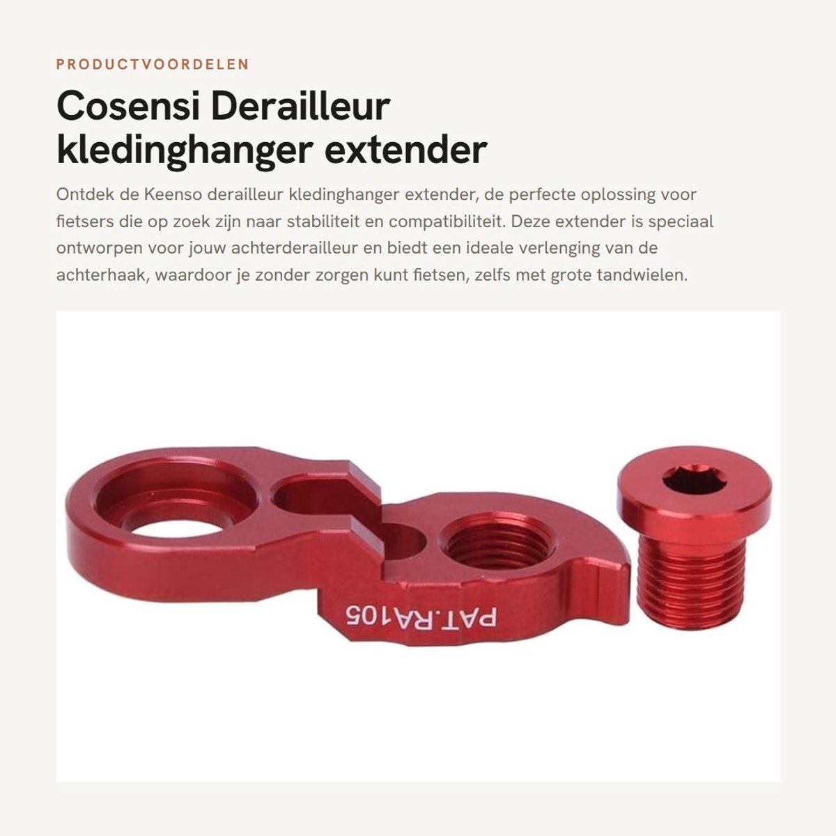Dailygoods- Derailleurhanger hoge compatibiliteit - Derailleurverlenging - Fietsaccessoires - Lichtgewicht - Duurzaam - Totale lengte 50,8 mm - Fietsaccessoire