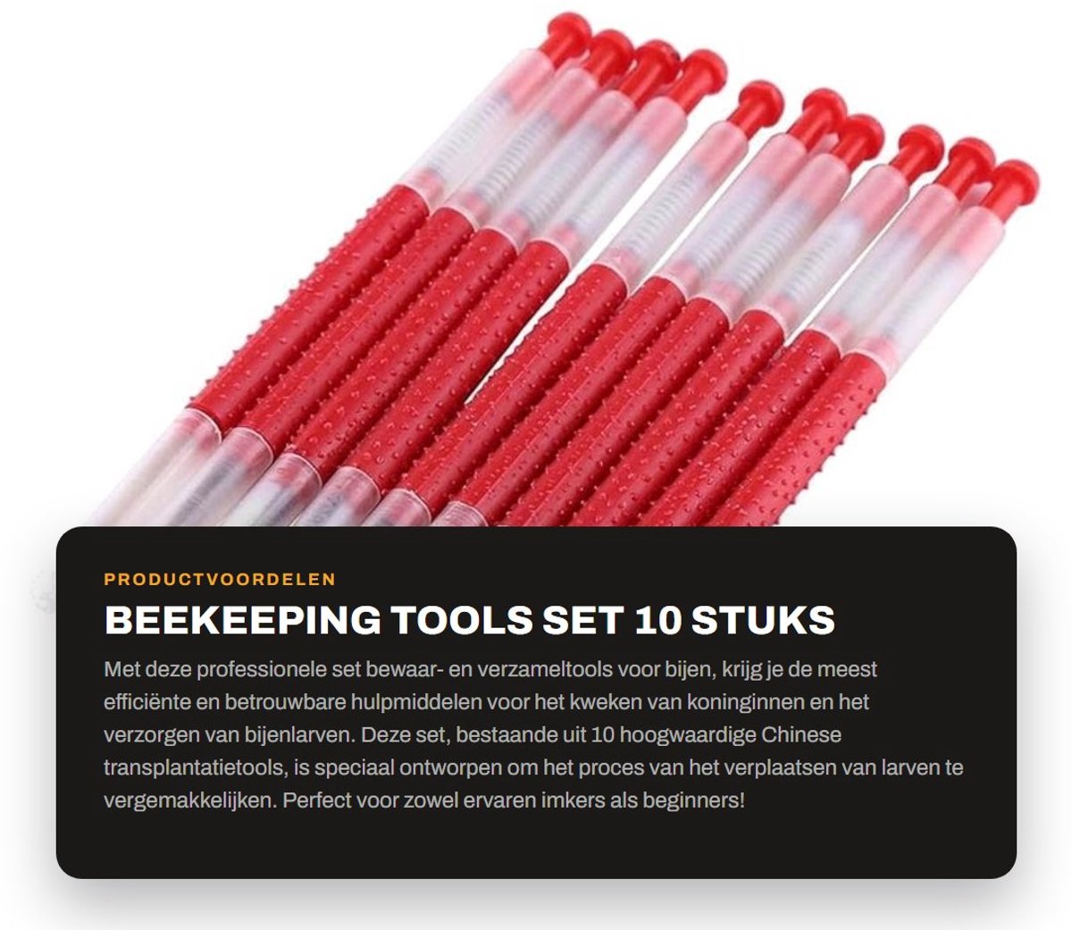 Dailygoods- Bijenhouderij Gereedschap - 10 Stuks - Chinese Transplantatietools - Larvenpijpen - Koningin Bijen Gereedschap - Kunststof Materialen - Bijenlarvenpijp