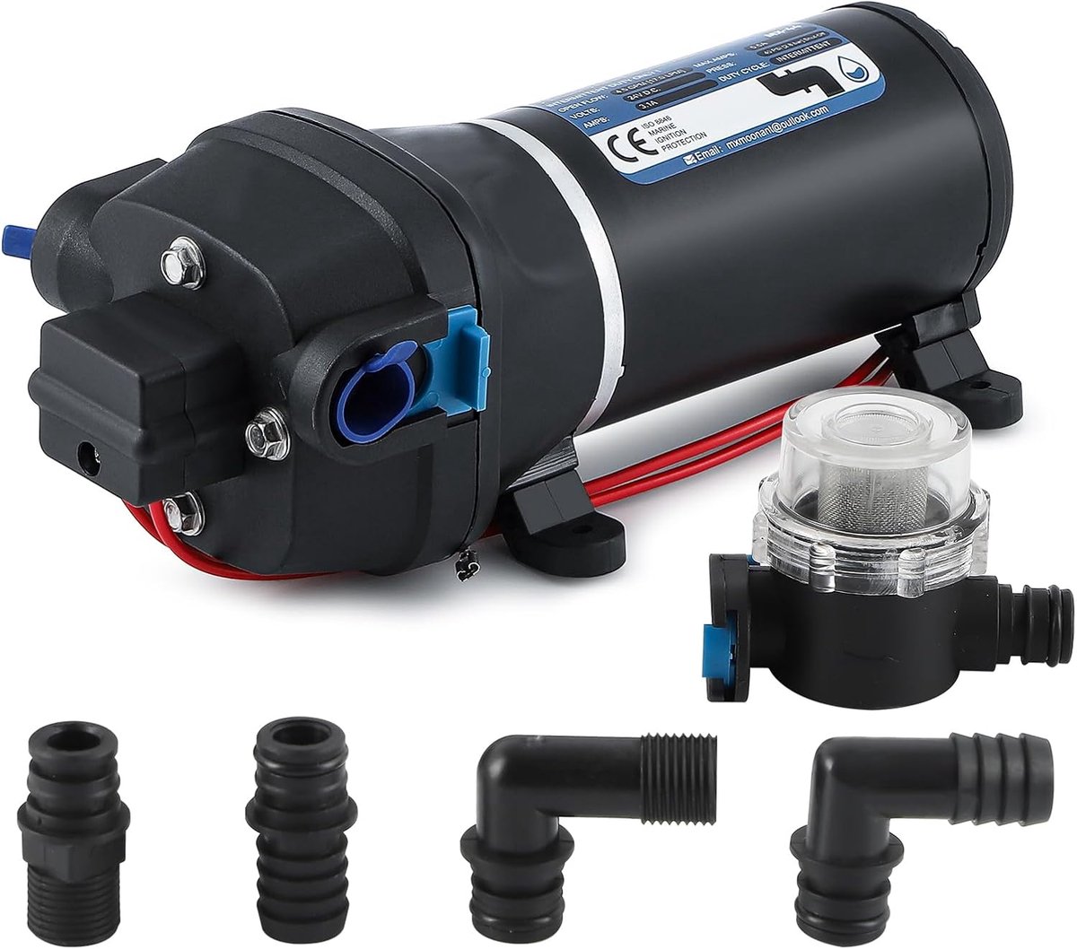 Automatische waterpomp - Zelfaanzuigende pomp - Caravan watervoorziening - Automatische start stop - 17 l/min - Zwart