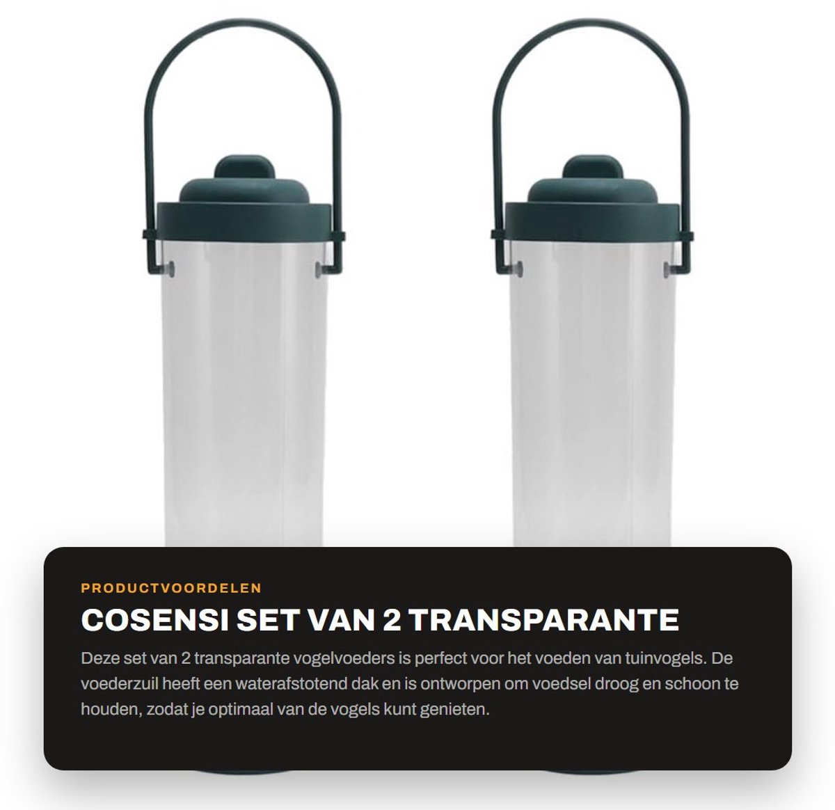 Dailygoods- Vogelvoederhuisje 20 cm - Hangend Voederhuisje - Plexiglas Behuizing - Waterafstotend Dak - Stabiele Ophanghaak - Geschikt voor Wilde Vogels - Voederhuis