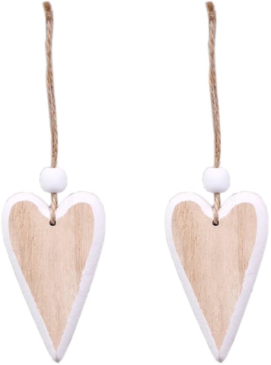 Dailygoods- Hart Hanger - Decoratieve Hanger - Houten Hanger - Raamhanger - Wanddecoratie - DIY Decoratie - 2 Stuks 18 cm x 5,5 cm - Decoratiehanger