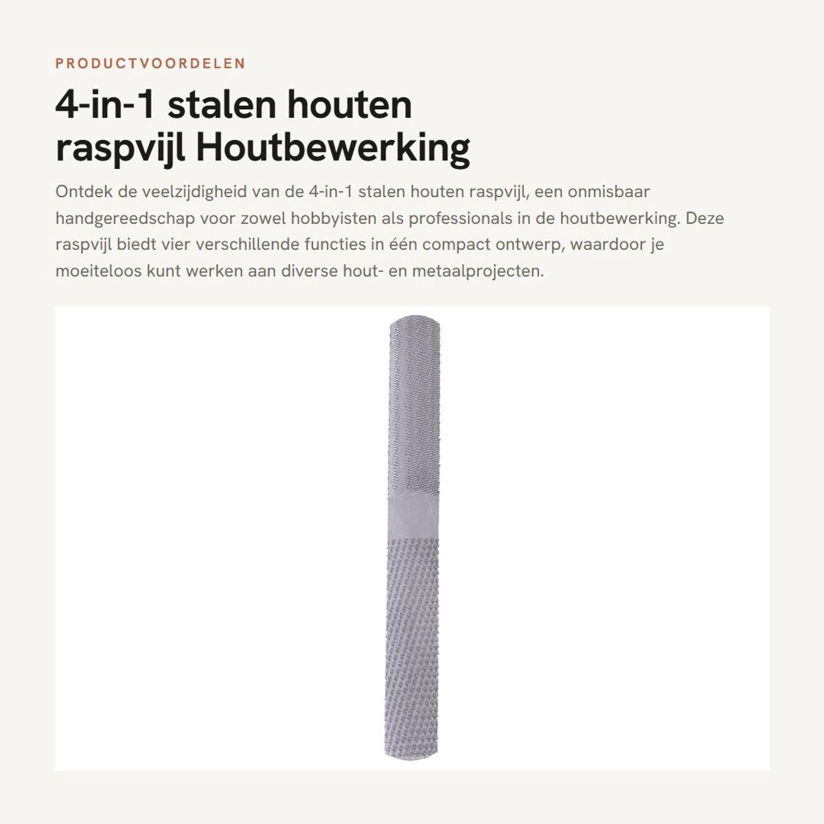 Dailygoods- Raspvijl 4-in-1 - Stalen Houten Rasp - Plat/Halfrond - Handgereedschap - Houtbewerking - Duurzaam en Stevig - Vijl