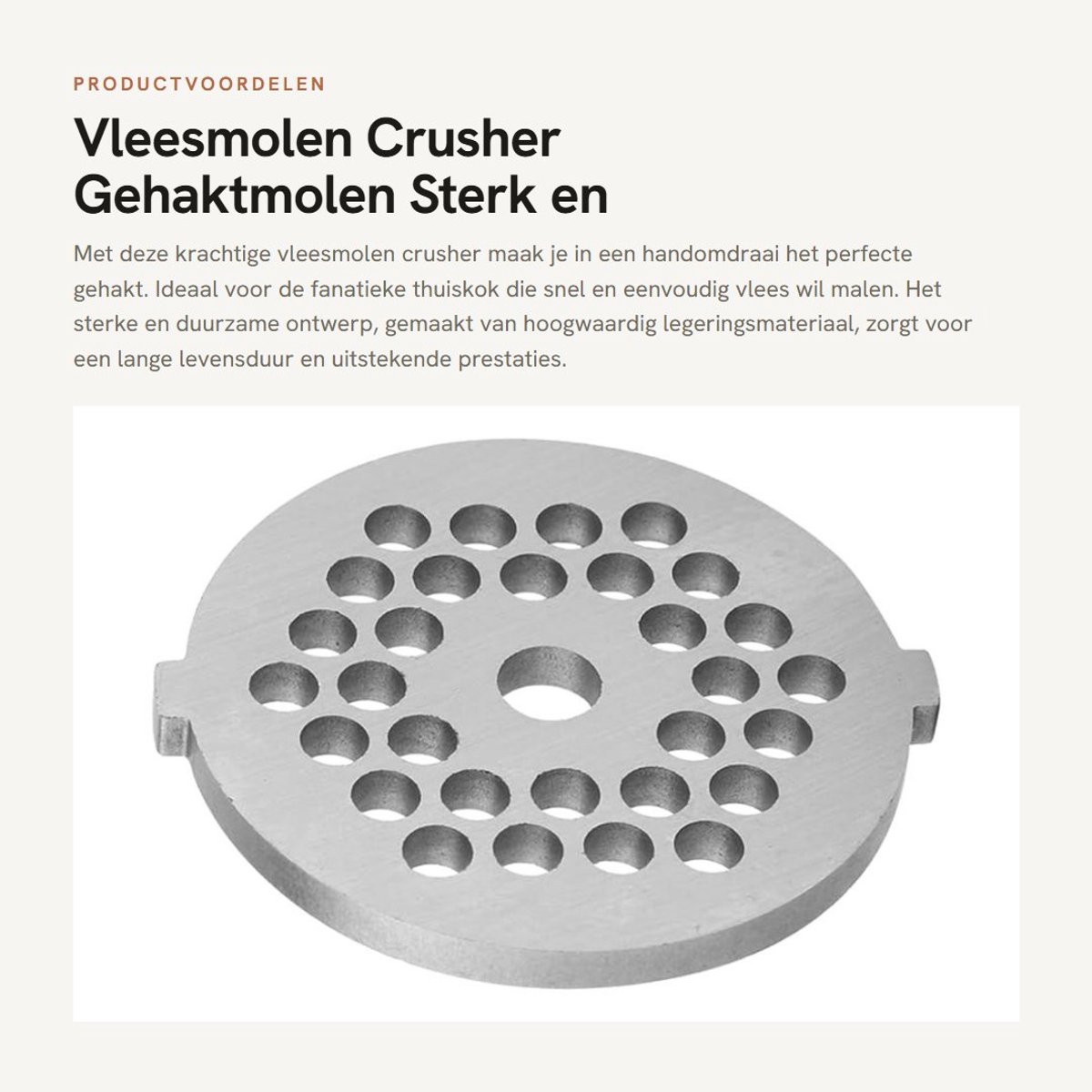 Dailygoods- Gehaktmolen Sterk en Scherp - Vleesmolen - Legering - 5/7mm Gat - Veilig en Duurzaam - Eenvoudig te Reinigen