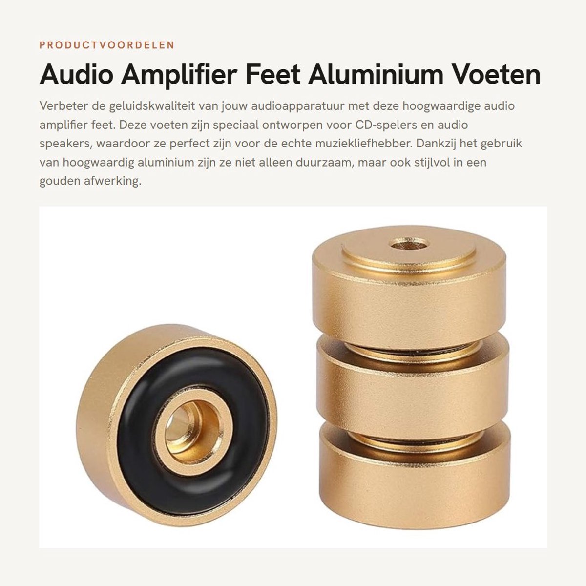 Dailygoods - Audio Amplifier Feet - Aluminium Voeten - Schokabsorberend - Goud - Geluidsversterker Voeten - Verhoogt Stereo Geluid - Geschikt voor Aud...