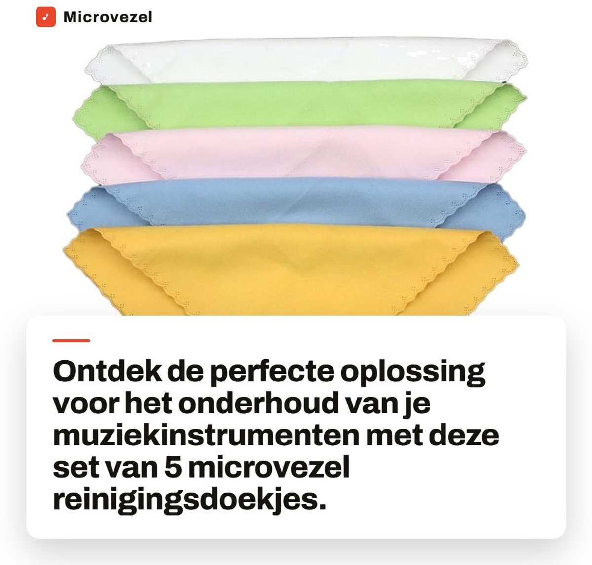 Dailygoods- Microvezel Reinigingsdoekje 5 Stuks - Zachte Doeken - Voor Muziekinstrumenten - Krasvrij - Afmetingen 23,5 x 23,5 cm - Onderhoudsvriendelijk - Schoonmaakdoekjes