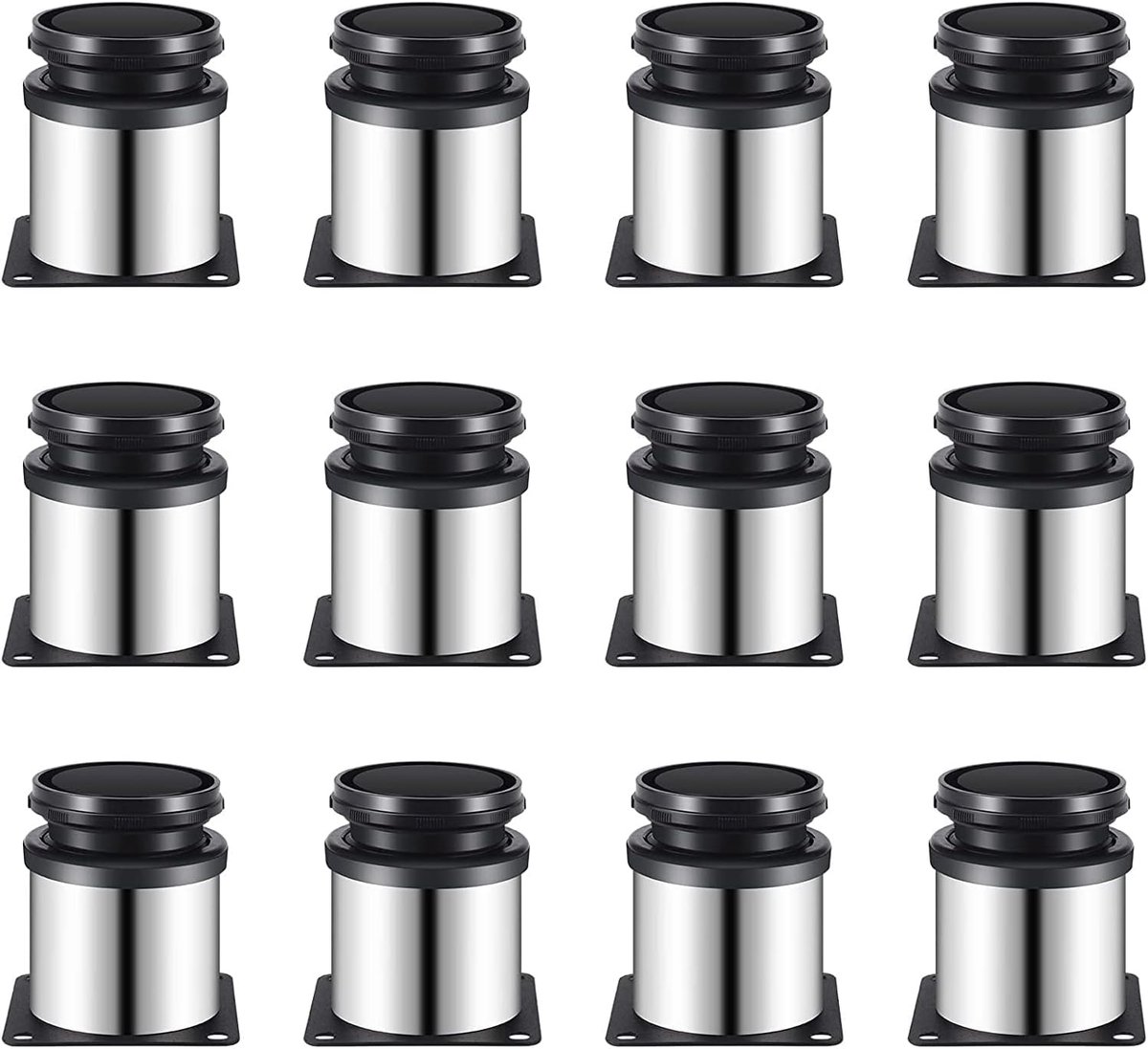 Meubelpoten Set - Bankpoten Tafelpoten - Meubels Stabiliseren - Roestvrij Staal - 12 stuks - Geborsteld