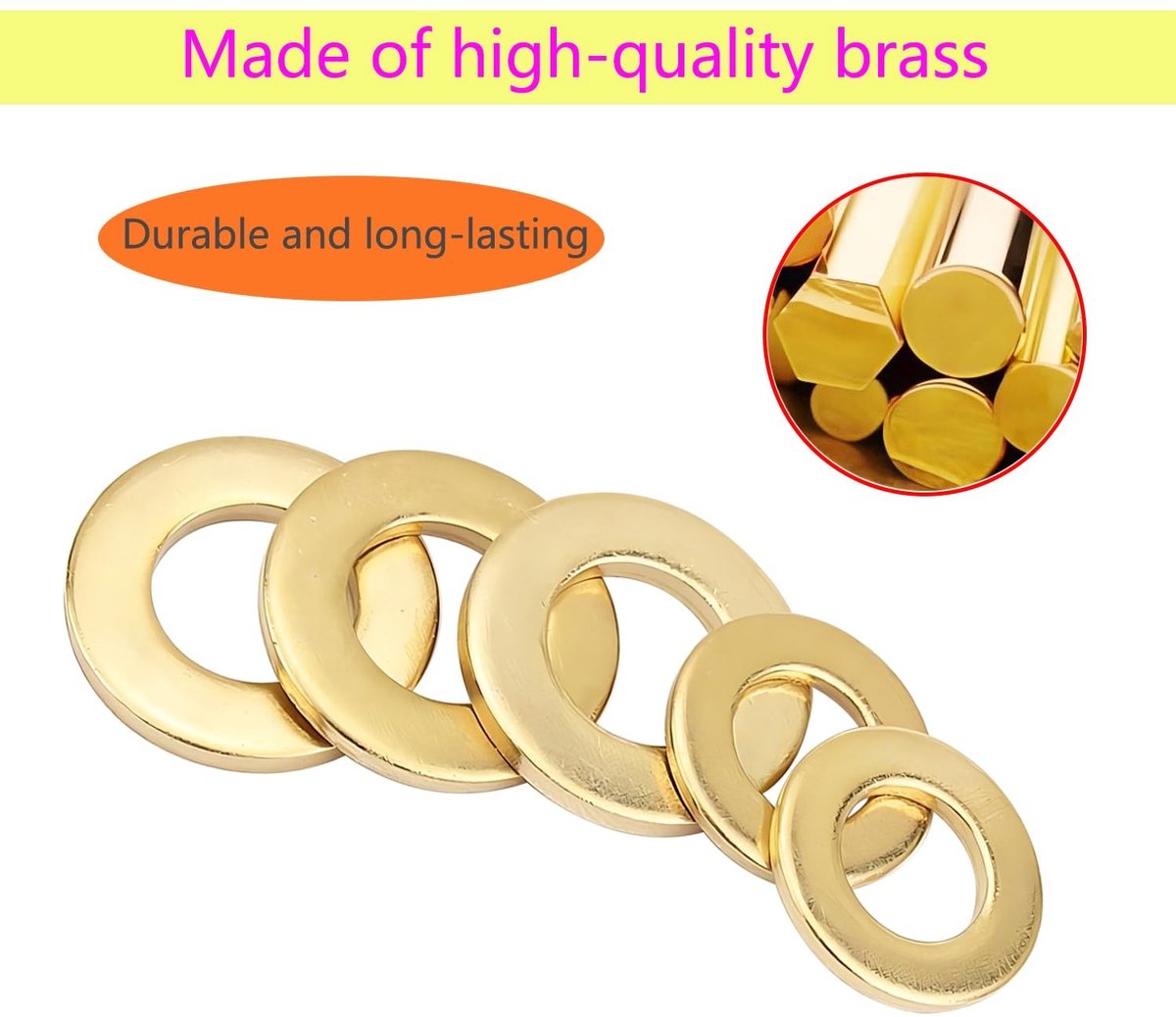 Dailygoods- Sluitringen 20 Stuks - Platte Sluitringen M8 - Messing Afdichtringen - Afstandhouders - Ronde Sluitringen - Ideaal voor Bevestigingen - Afdichtring
