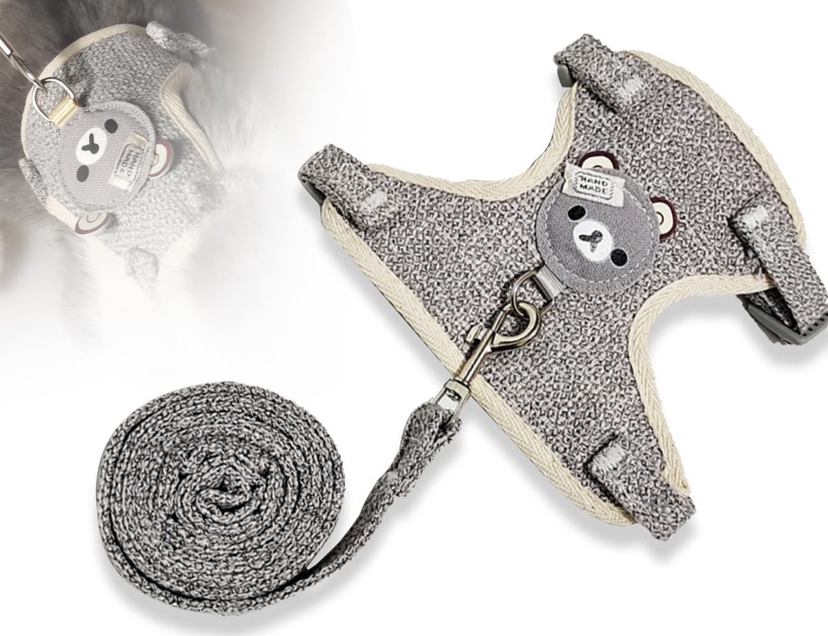 Dailygoods- Konijnenriem Verstelbaar - Konijnen Accessoires - Hondenriem met Harnas - Kattenriem voor Kleine Dieren - Outdoor Wandelen - Elastische Riem - Huisdierharnas