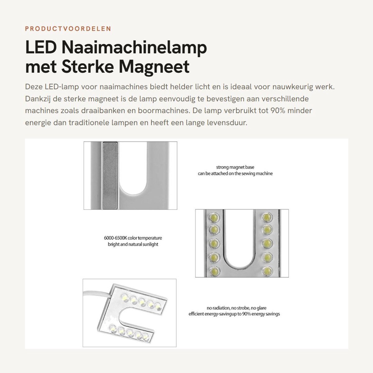 Dailygoods - LED Naaimachinelamp met Sterke Magneet