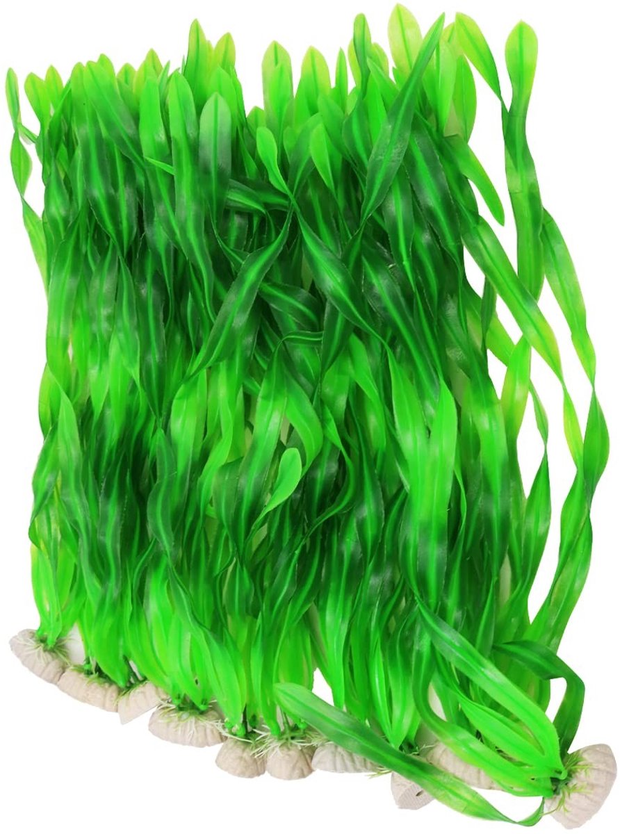 Dailygoods- Aquariumplanten Set van 10 - Kunststof Planten - Duurzaam PVC - Decoratie voor Zoet/Zoutwater - Veilig voor Vissen - 35cm Hoog - Aquariumdecoratie