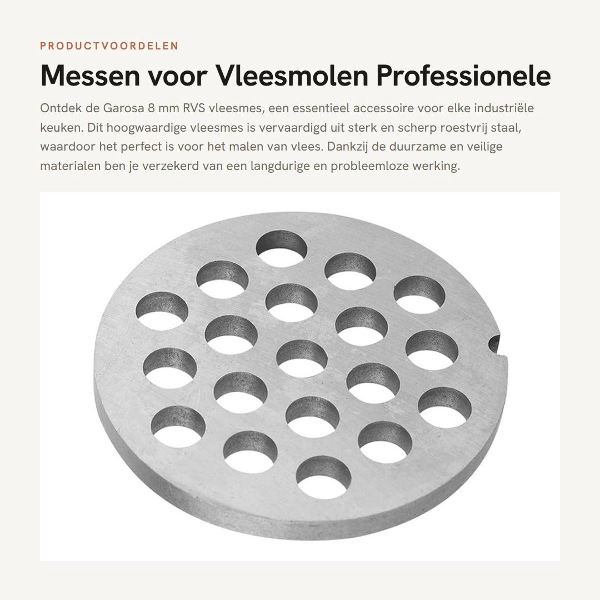Dailygoods- Messen voor Vleesmolen - Roestvrij Staal - Professionele Reserveaccessoires - 8 mm - Schijf met Gaten - Duurzaam en Veilig - Vleesmolenmes