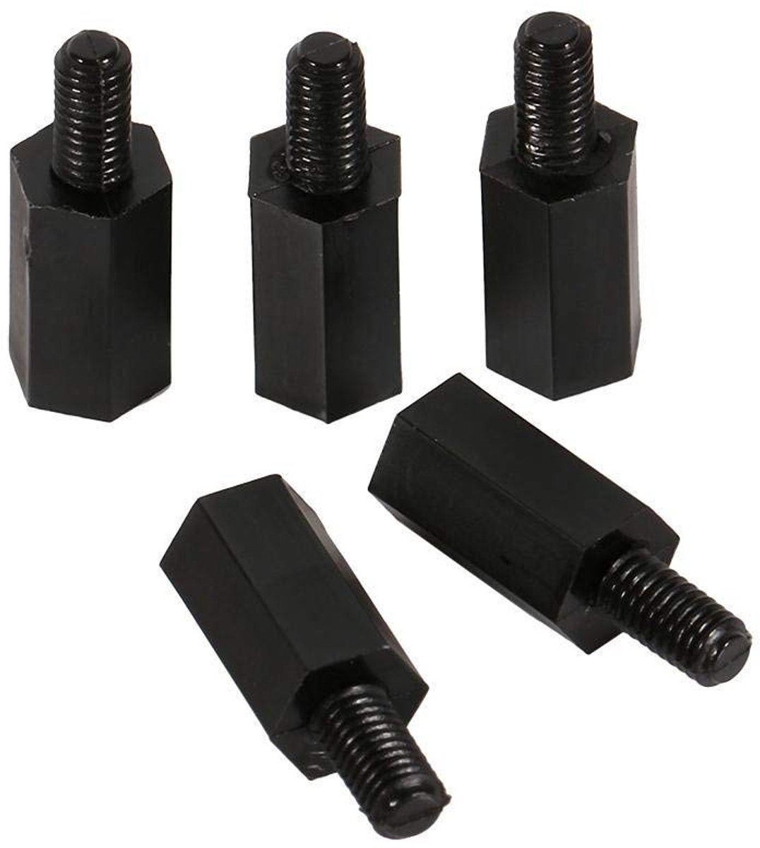 Dailygoods - Mannelijke Vrouwelijke Afstandhouder - Zwart Nylon - 100 Stuks - Zeskant Standoffs - 10mm+6mm - Voor diverse toepassingen