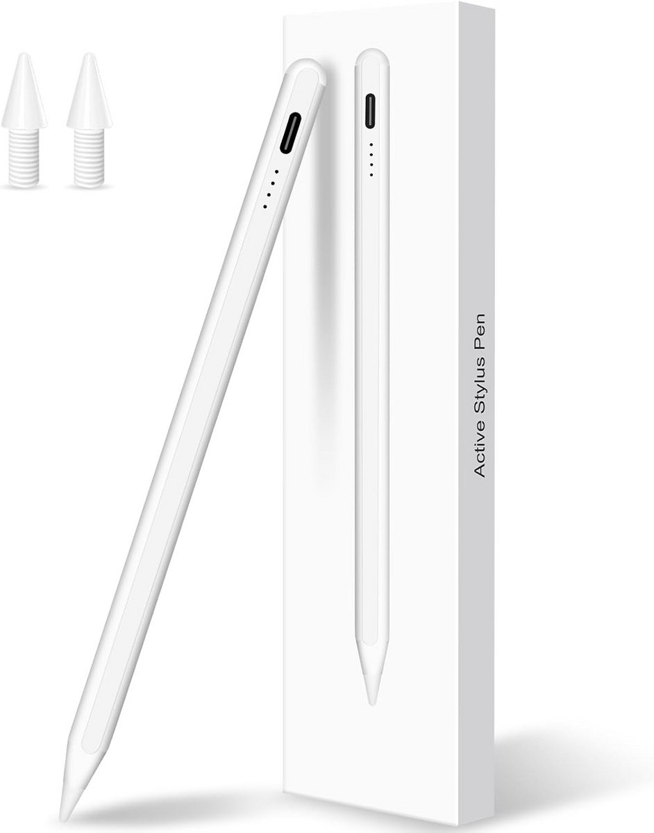 Stylus voor iPad - Pen voor Tablet - Digitaal Tekenen - Magnetische Bevestiging - 20.3 cm - Wit