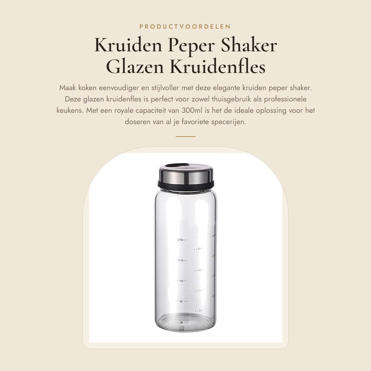 Dailygoods- Kruidenfles 300ml - Draaibare Shaker - Lekvrije Dispenser - Morsvrije Tuit - Dubbele Specerijen Doseren - Elegant Ontwerp - Olie Dispenser