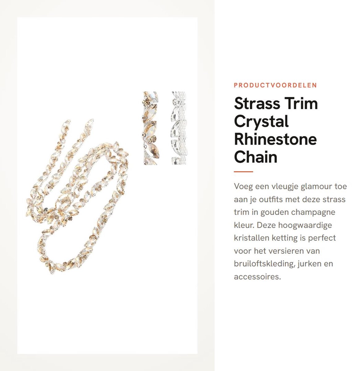 Dailygoods- Strass Trim - Glazen Klauwketting - Kristallen Rhinestone Ketting - Kledingaccessoires - Bruidskostuum Decoratie - Hoogwaardige Strass Ketting - Kralenketting