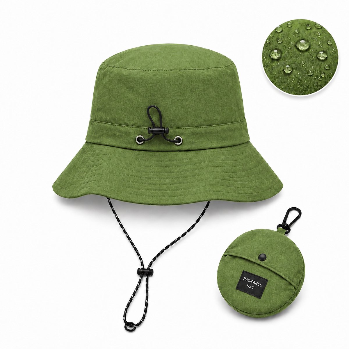 Flipflop Club® Bucket Hat Groen | Waterdicht Vissershoedje Dames Heren | UV Bescherming | Zonnehoed Regenhoed | Opvouwbaar | Emmerhoed | Festival Safari Wandelen | Unisex