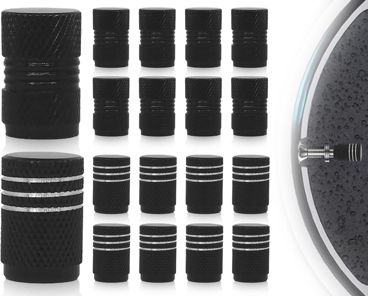 Dailygoods- Ventieldoppen 16 Stuks - Luchtdicht - Aluminiumlegering - Universeel voor Auto/Fiets/Motorfiets - Stof- en Plaatbescherming - Duurzaam Ontwerp - Ventieldop