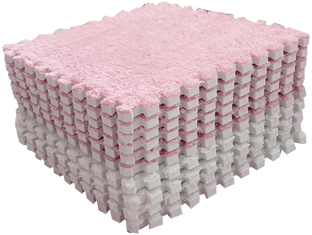 Dailygoods- Puzzel Speelmatten 10 Stuks - Schuimmat Koraalfleece - Antislip Vloermat - Zacht Pluche Tapijt - 30 x 30 cm - Veilig en Comfortabel