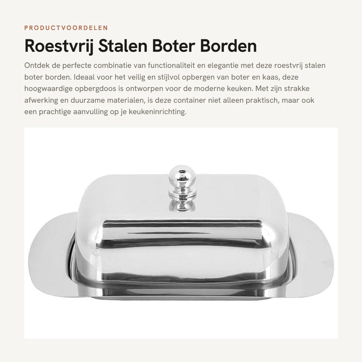 Dailygoods- Kaasplaat Roestvrij Staal - Boter/Dessert Container - Dubbelwandig Isolatie - Deksel met Handgreep - Eenvoudig te Reinigen - Elegant Ontwerp - Boterdoos