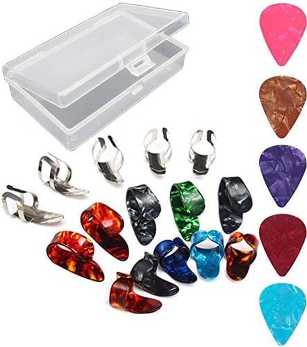 Dailygoods - Akoestische Elektrische Mediator Vinger Picks Set met Opbergdoos