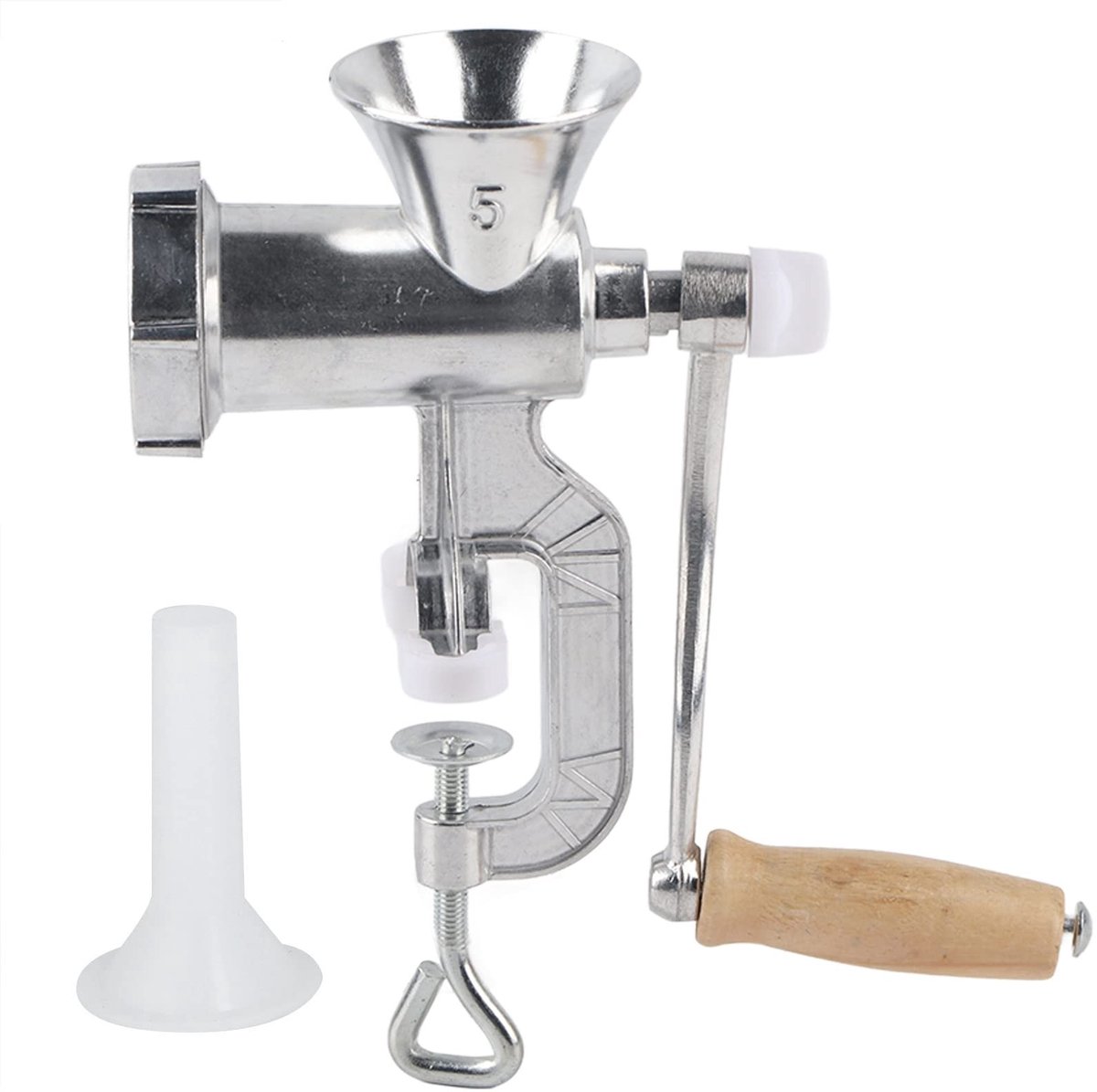 Dailygoods- Vleesmolen Aluminium - Handmatige Worstmaker - Ergonomische Handgreep - Duurzaam en Antiroest - Geschikt voor Thuiskeuken - Fijne Snijkoppen