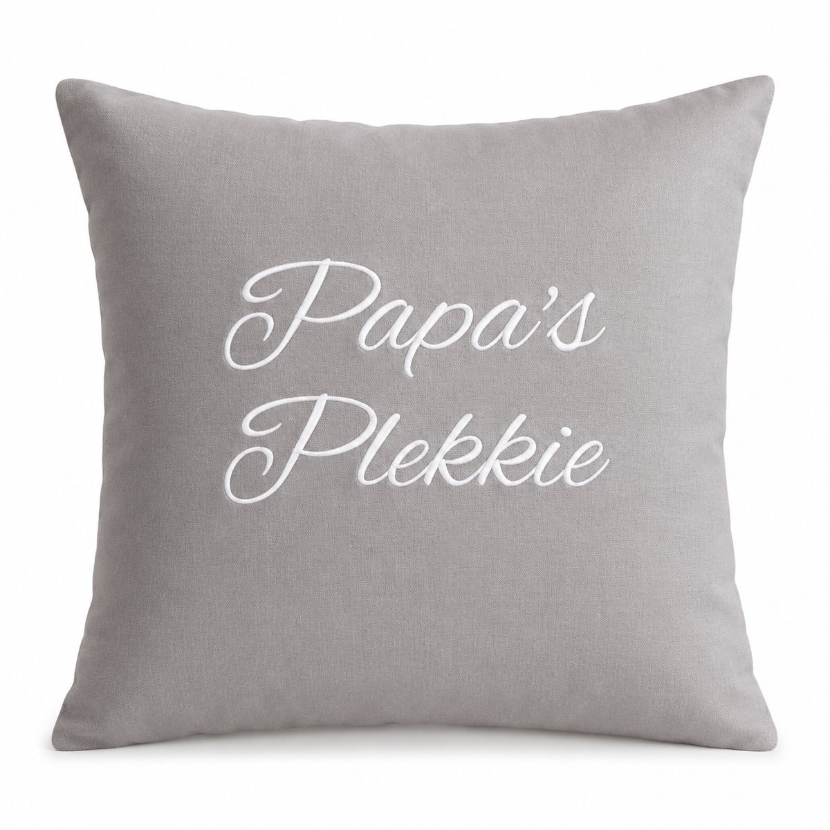 Maison Marcella Sierkussen Kussen met tekst bedrukt cadeau papa | papa’s plekkie lichtgrijs met opdruk wit met vulling | 40x40 cm | Vaderdag verjaardag man