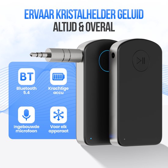 Strex Bluetooth Receiver Auto AUX - 3.5mm Adapter met Handsfree Bellen - BT 5.4 - Bluetooth Ontvanger