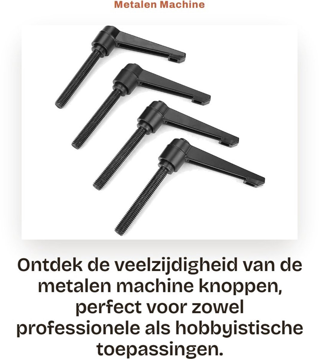 Dailygoods- Machineknoppen 4 Stuks - Verstelbare Bevestiging - Handvat M10 - Buitendraad - Metalen - Kwaliteitsproduct - Knoppen