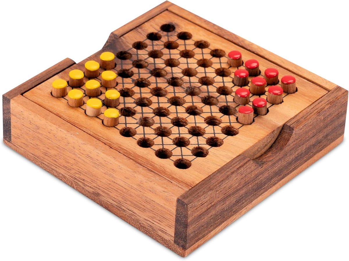 Strategisch Spel - Denkspel Hout - Concentratie Oefenen - Tijdloos Klassiek - Mini Kist - Houtkleur