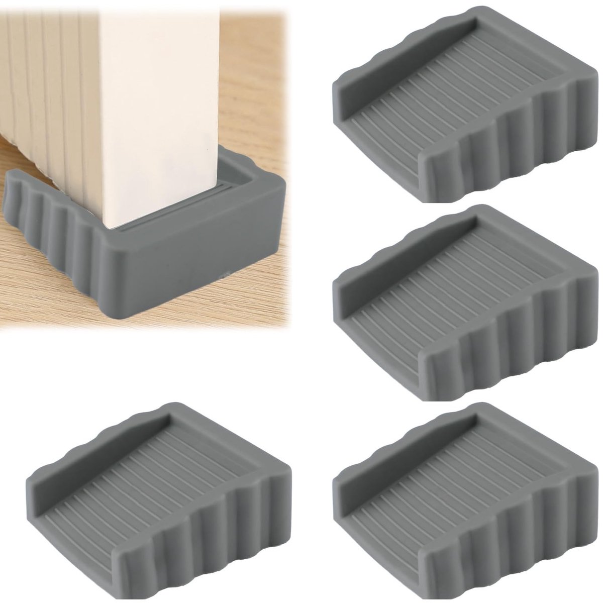 Dailygoods- Deurstopper Zwart - 4 Stuks - Duurzaam Rubber - Schokabsorberend - Muur/ Vloer Montage - Voor Binnen/Buiten Gebruik - Deurstoppers