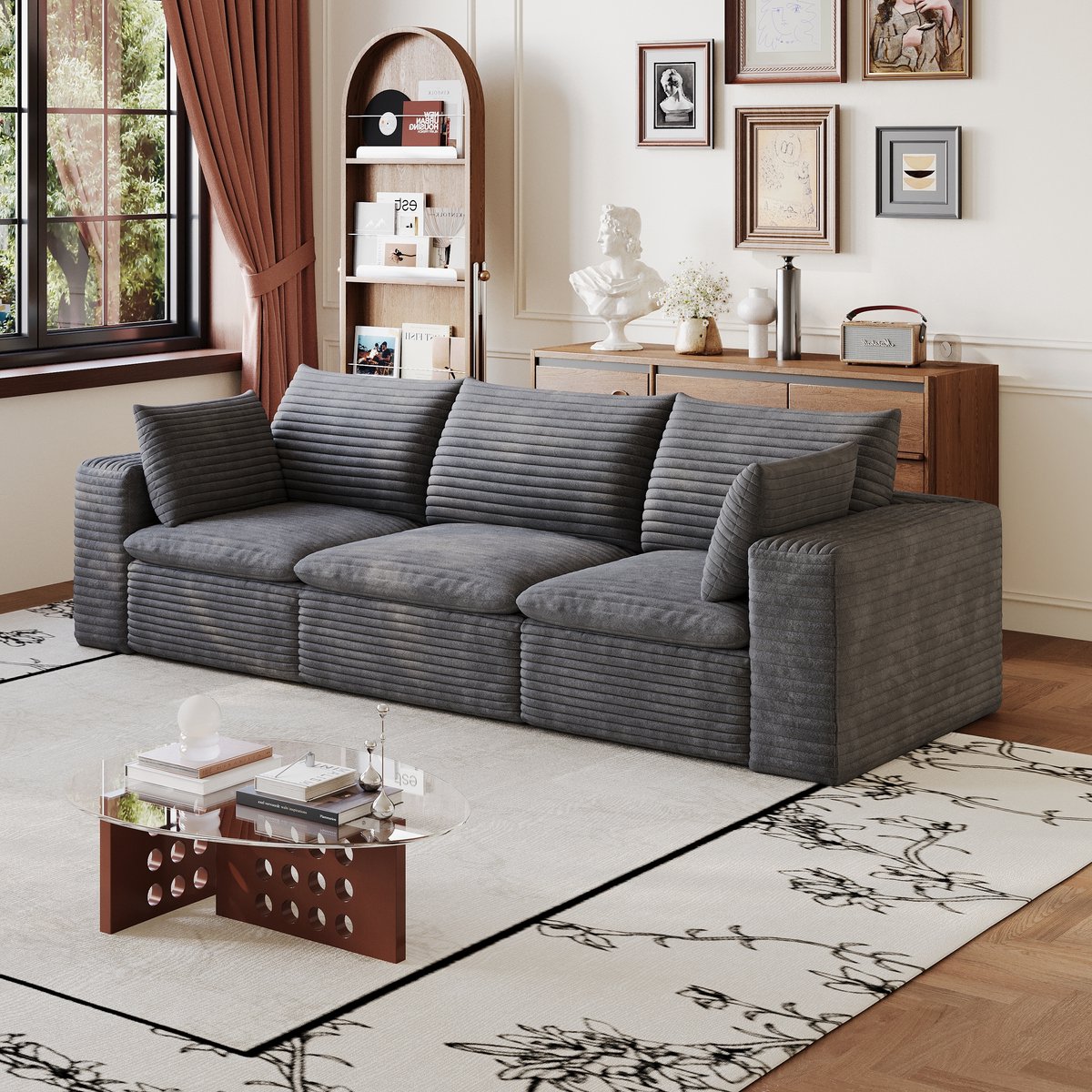STILVORA Hoekbank 260 Cm - Modulair Dubbel Laag Design Met Afneembare Bekleding - Voor Woo