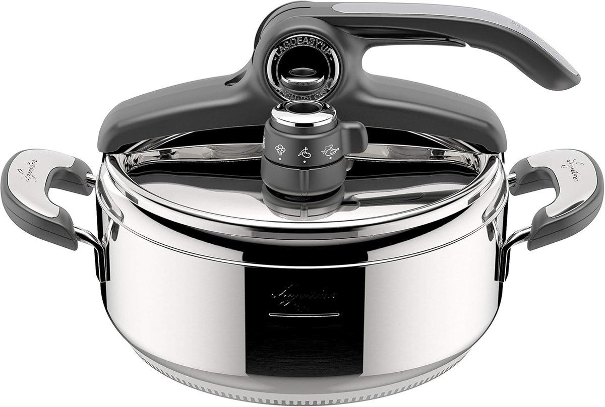Snelkookpan met 2 Punten - Drukpan Koken - Gezond Eten - Eenvoudig Openen - 3.5 Liter - Metallic