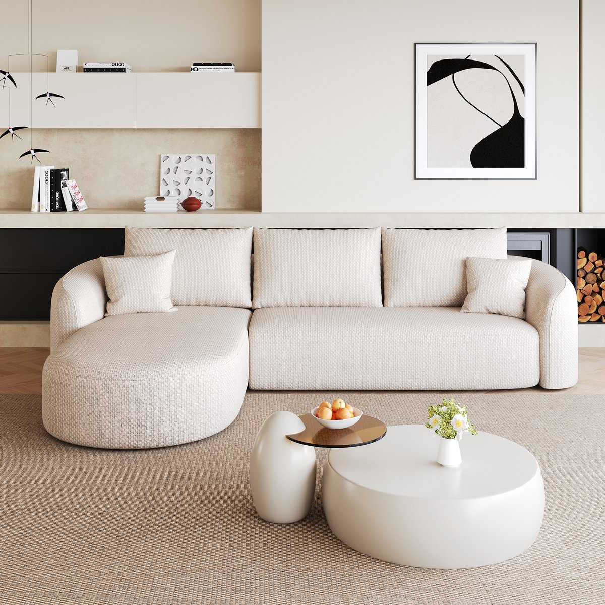 OKWISH Hoekbank 266 cm - Modulair Zonder Montage - Voor Woonkamer Of Slaapkamer - Zachte S