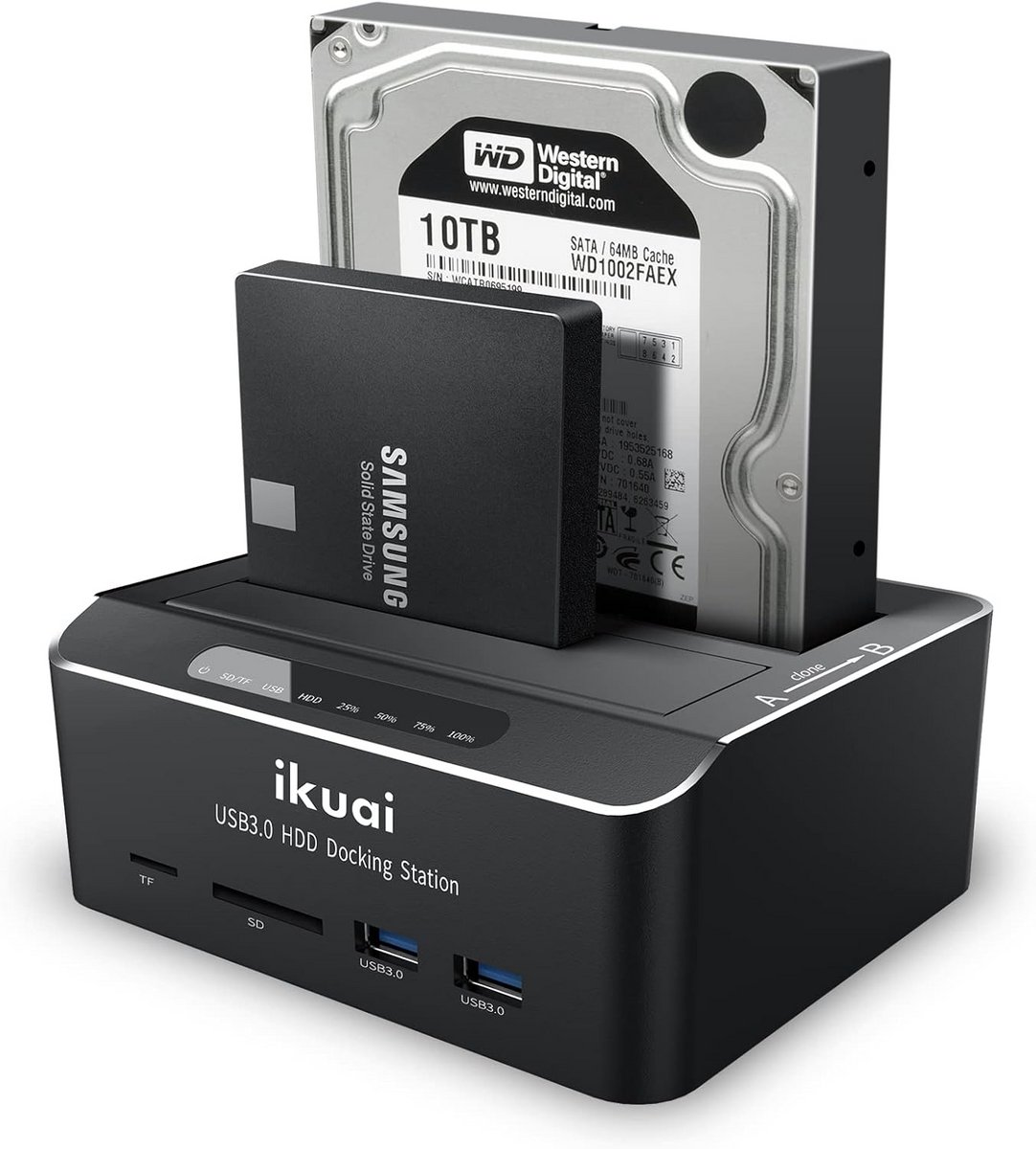 Hard Drive Dock - Externe Schijf Station - Data Klone - Offline Kloonfunctie - Tot 20 TB - Zwart