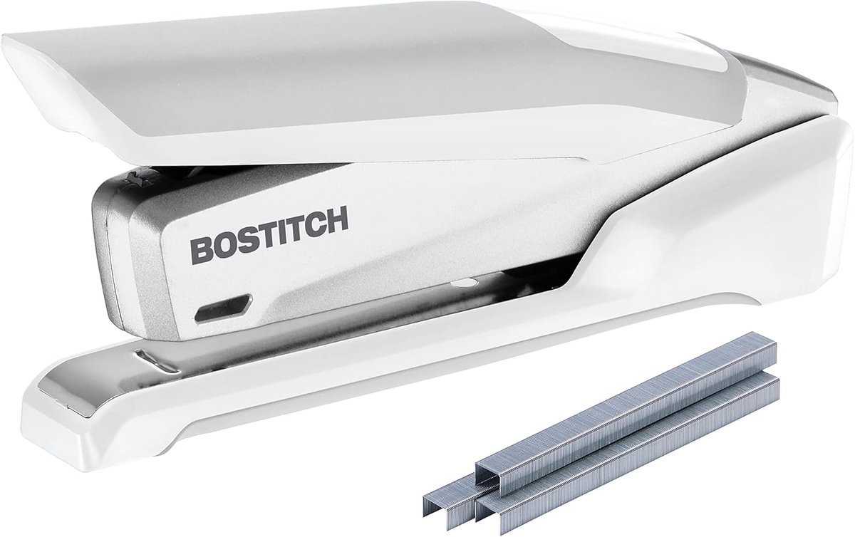 Krachtige Nietmachine voor 28 Vel - Eén Vinger Gebruik - Wit/Grijs