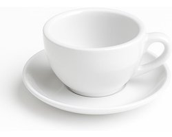 Cappuccinokopjes Set - Koffiebekers Schoteltjes - Italiaanse Koffie Genieten - Dikke Wand Kwaliteit - 200 ml 6 Stuks - Wit