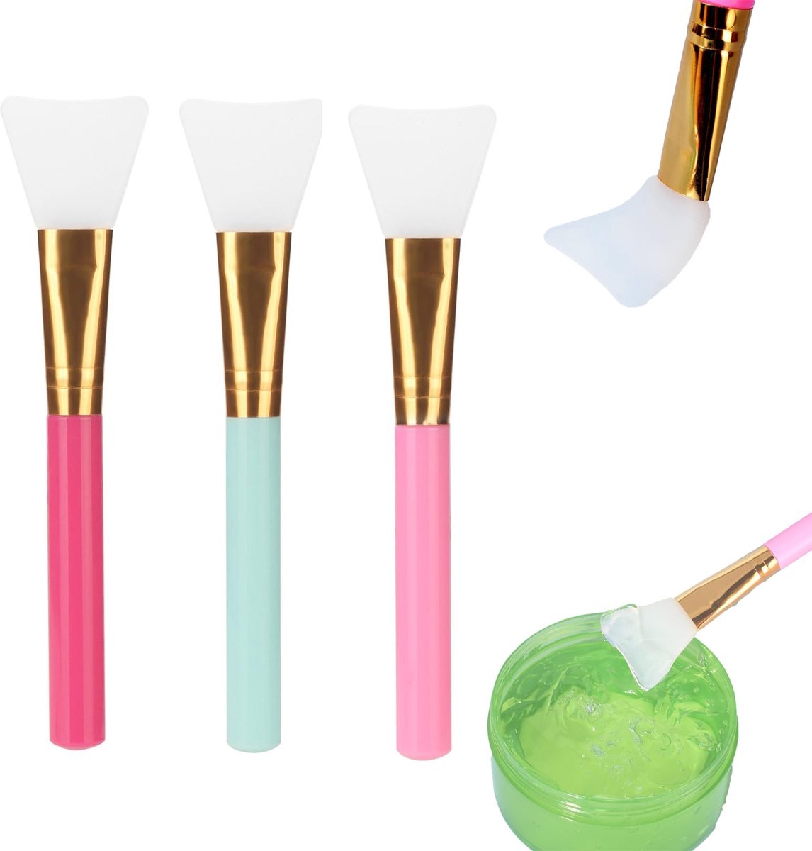 Dailygoods- Gezichtsborstel 3 Stuks - Siliconen - Huidverzorging - Crème/Gel Applicatie - Flexibel - Duurzaam - Make-upborstel