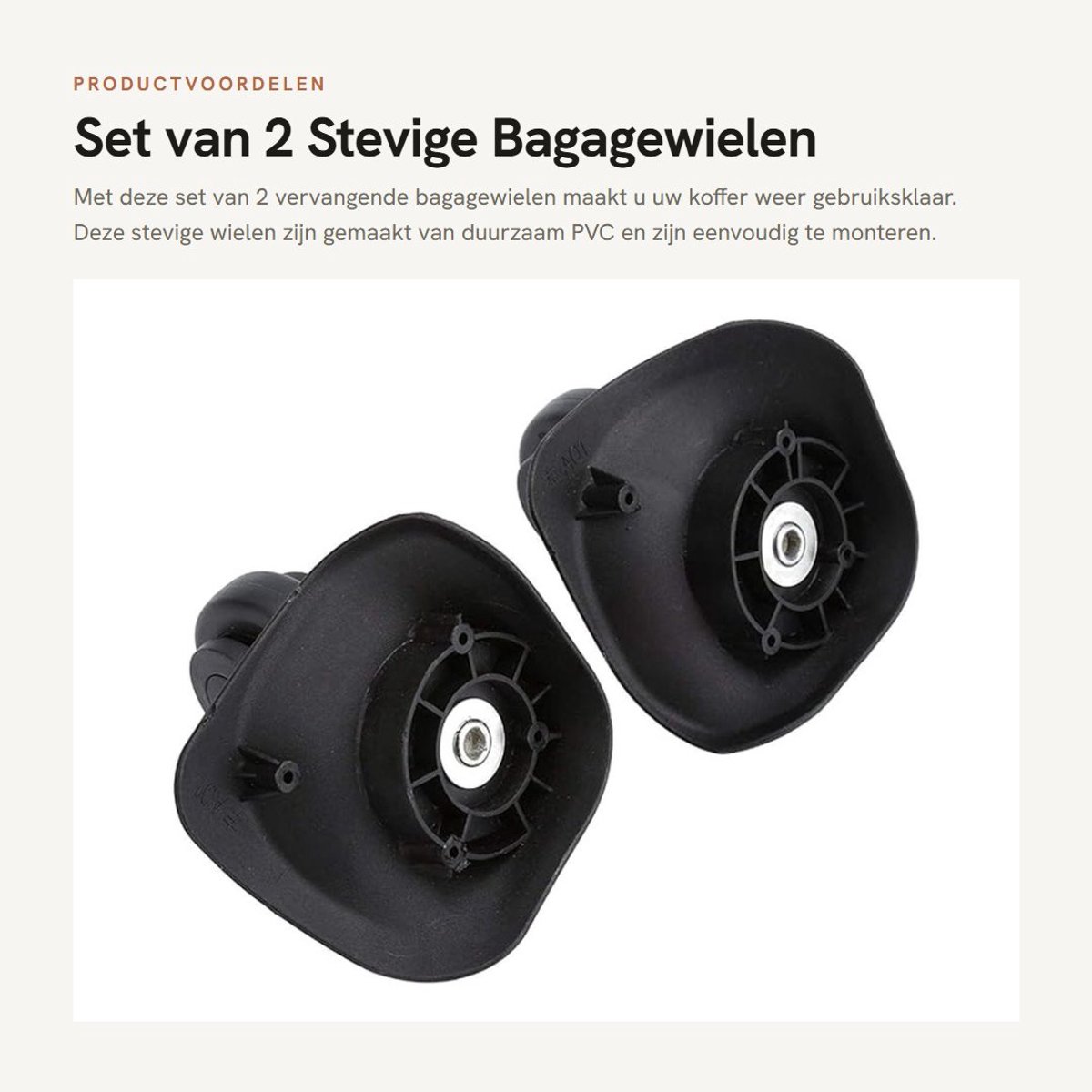 Dailygoods- Bagagewiel Stevig - Vervangend Wieltje - Kofferaccessoire - 2 Stuks - PVC - Duurzaam - Kofferwiel