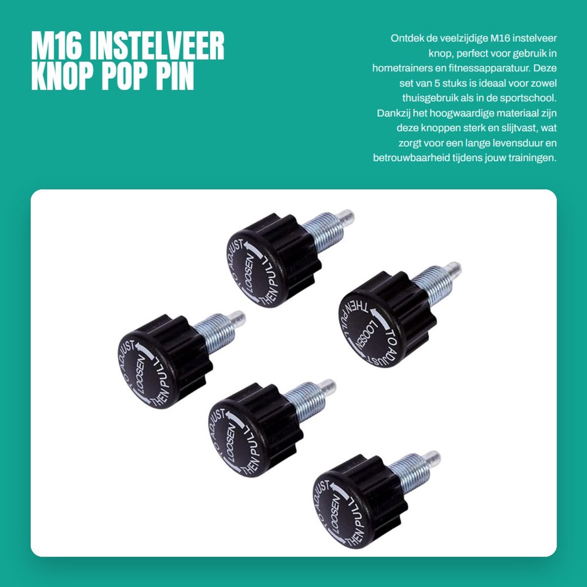 Dailygoods- Instelveer 5 Stuks - Knop Pop Pin - Geschikt voor Hometrainers - Krachtapparatuur - Fitnessapparatuur - Hoogwaardig Materiaal - Fitnessonderdelen