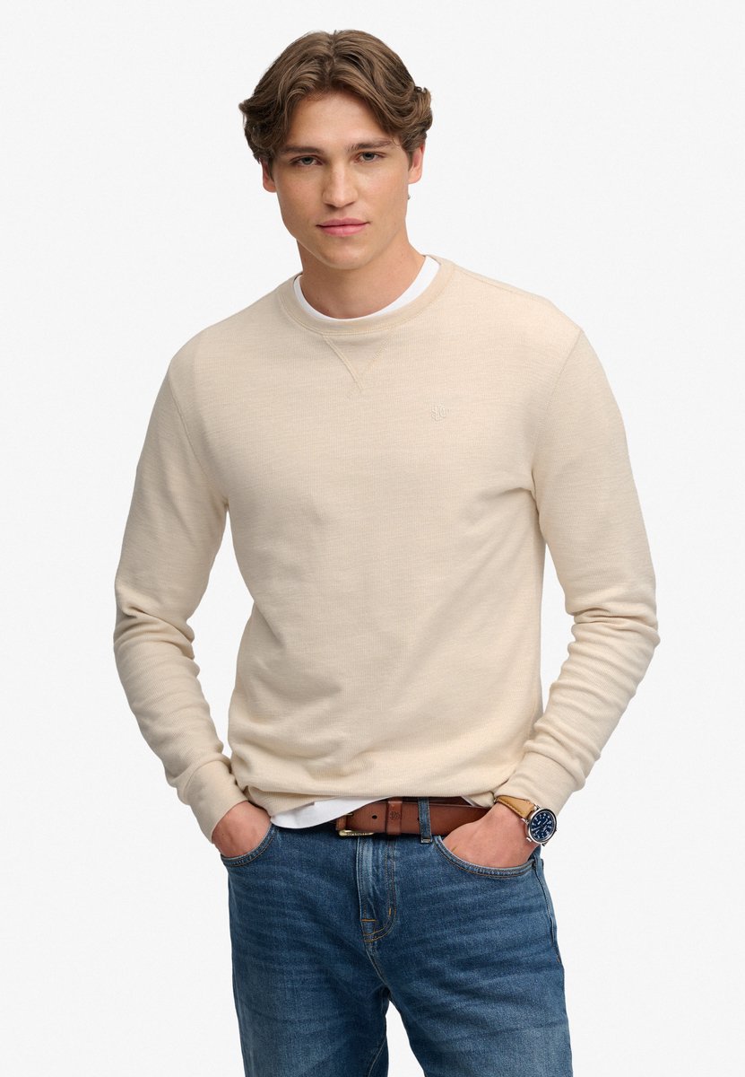Superdry T-shirt Classic Slub Waffle Top M6010973a Rainy Day Mannen Beige