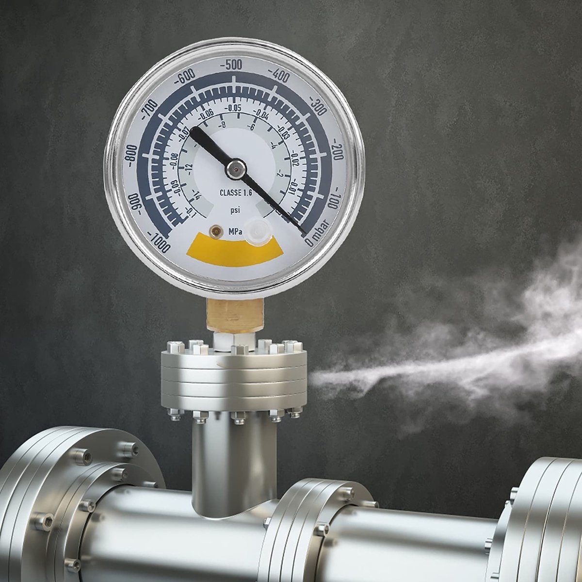 Dailygoods- Manometer Nauwkeurig - 304 Roestvrij Staal - Vacuümdruk Tester - Drukmeter - 0 ~ -14psi - Buitendiameter 63 mm