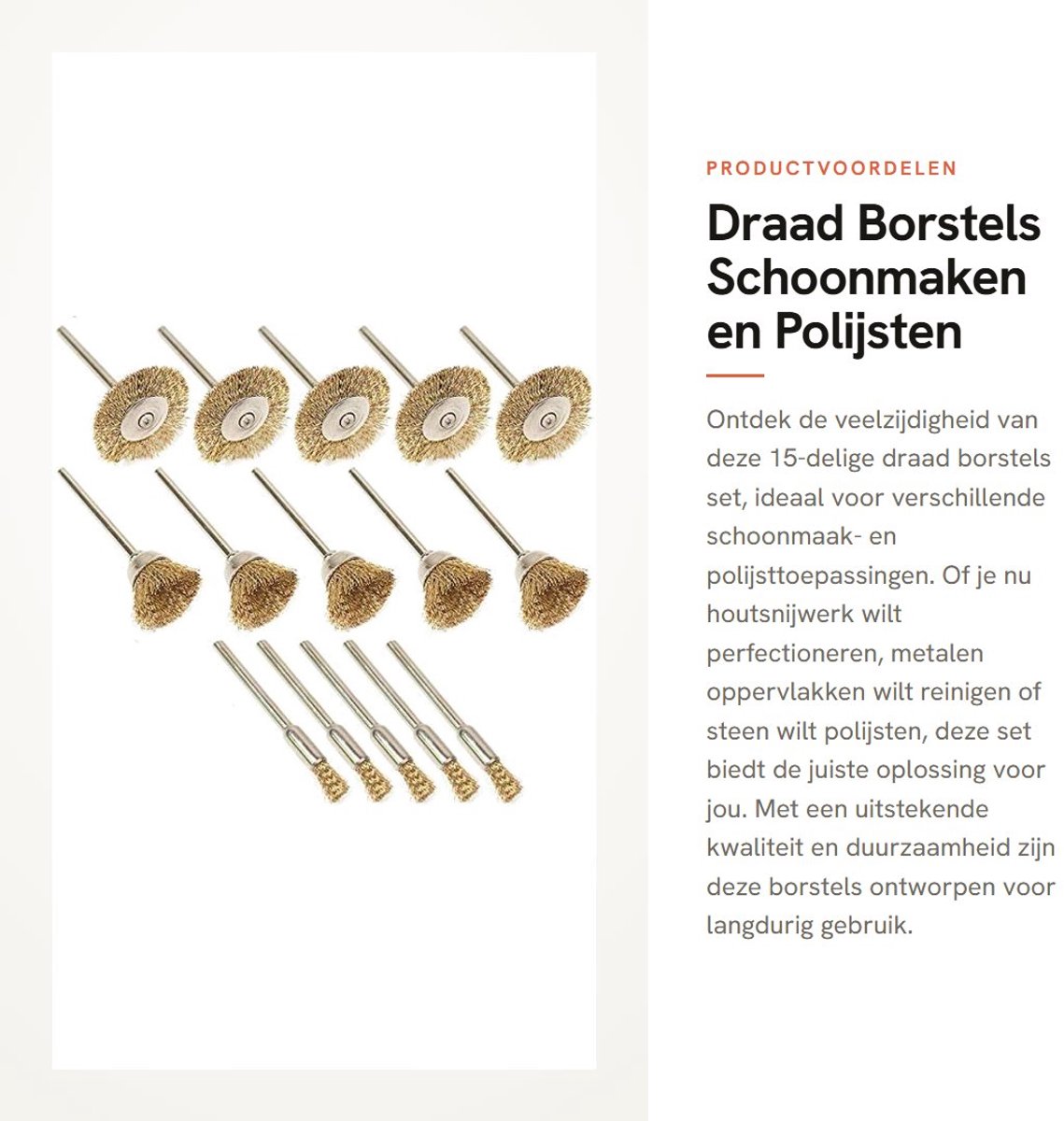 MTTproducts- Draadborstels Set van 15 - Zachte Messing Borstels - Geschikt voor Houtsnijwerk/Metalen Reiniging - Roestvrij/Staal - Hoog Rendement - Duurzaam Materiaal - Reinigingsborstels