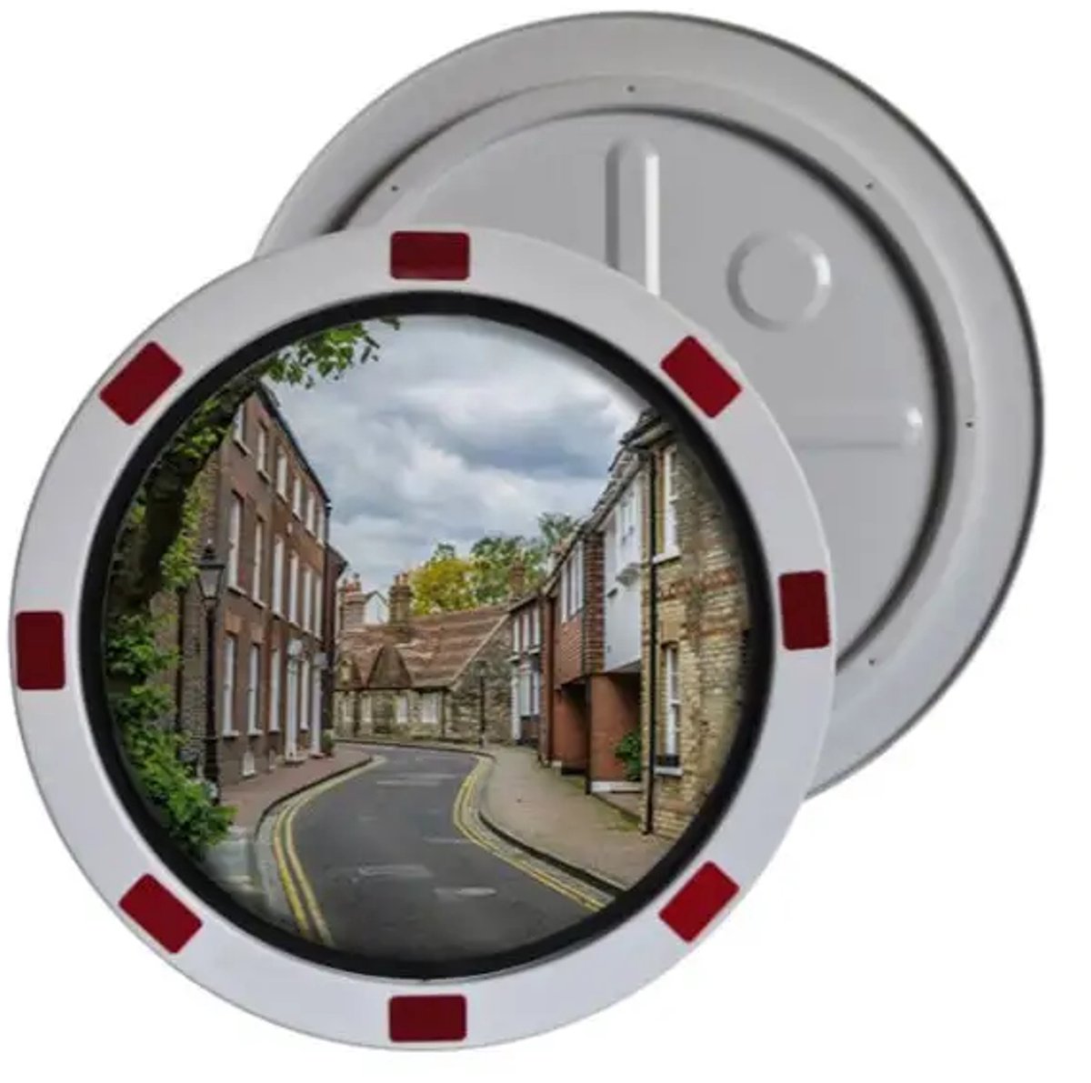 Verkeersspiegel rond - rood wit - RVS materiaal | 60 cm