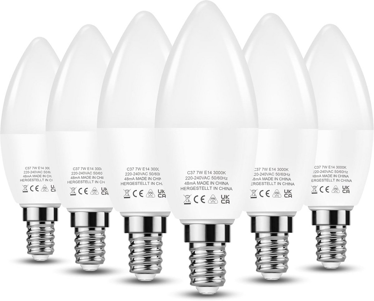 LED Kaarslampen - Kleine Edison - Sfeerverlichting Creëren - Energiebesparend - 6 stuks - Warm Wit