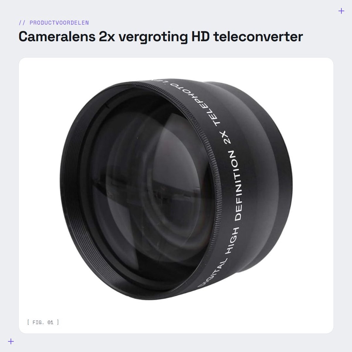 Dailygoods- Cameralens 2x vergroting - Universele HD Teleconverter - 58 mm achterlensdraad - 62 mm voorlensdraad - Aluminiumlegering + Optisch glas - Gewicht 197 g