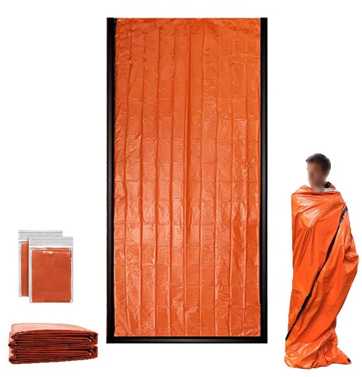 Dailygoods- Noodslaapzak Herbruikbaar - 2 Stuks - Waterdicht - Lichtgewicht - Opvouwbaar - PE Materiaal/Aluminiumfilm - Overlevingsdeken