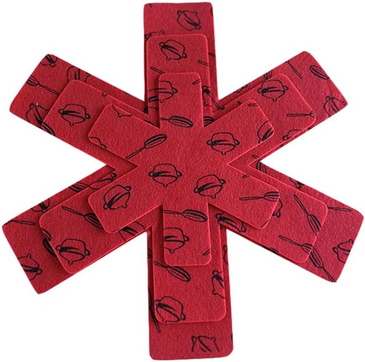 Pan Pot Protectors - Keuken Ladescheiders - Keukengerei Beschermen - Non-woven Stof - 3 Maten - Rood