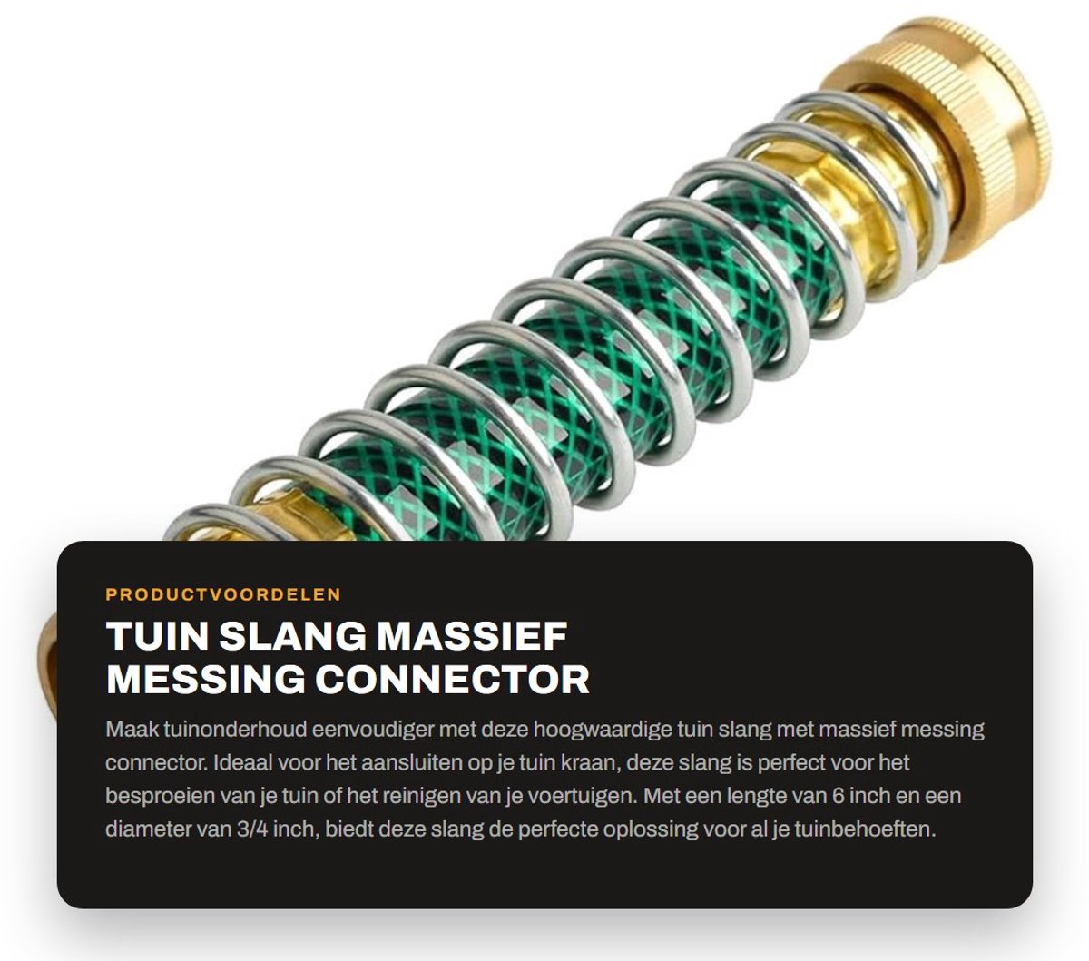 Dailygoods- Tuinslang - Massief Messing Connector - Tuinslanghouder - Tuinslang 3,2/6 inch - Spiraalslangbeschermer - Eenvoudige installatie - Slang