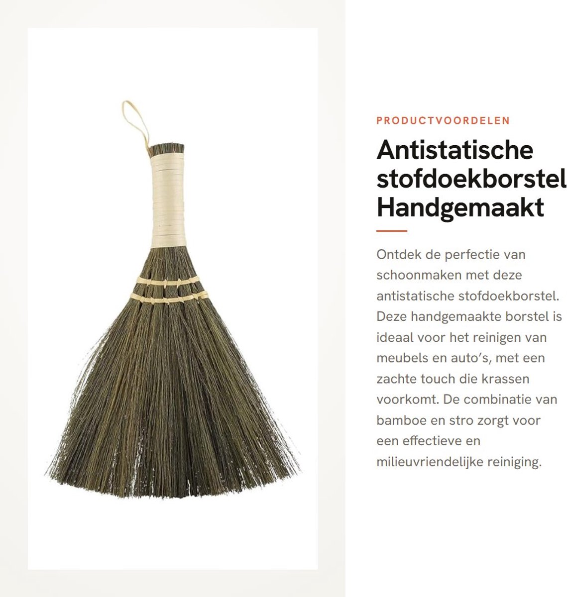 Dailygoods- Stofdoekborstel Antistatisch - Zachte Reiniging - Handgemaakte Bezem - Meubel/Auto - Hoogwaardige Kwaliteit - Duurzaam Materiaal